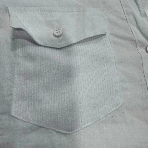 Love Tree Top Womens Button Up Rolled Sleeve Top W/ribbed Accents & Pockets Sz S - Picture 8 of 12